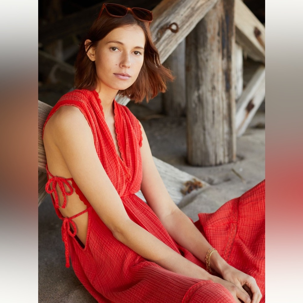 Anthropologie Red Swim Coverup